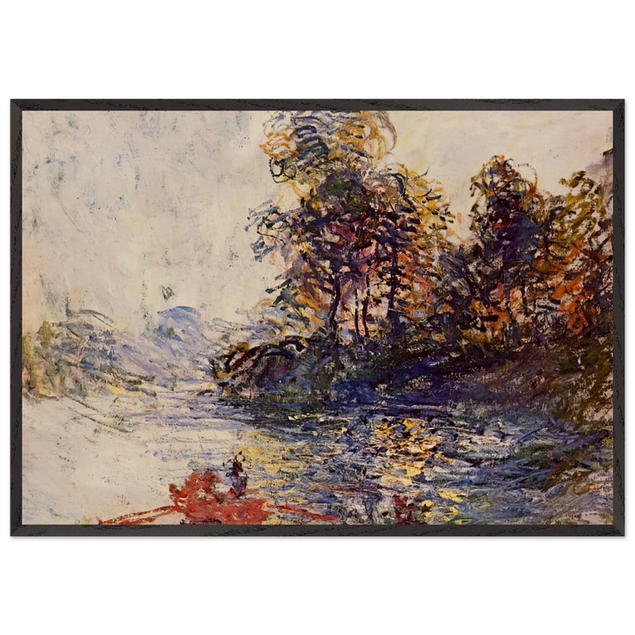 THE RIVER N2 - claude monet 70x100 cm / 28x40 inches Framed Art Print – Black Wooden Frame