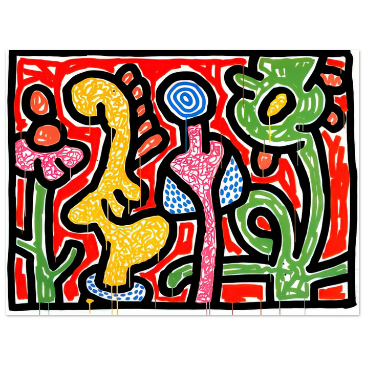 Keith Haring - FLOWERS IV 1990 75x100 cm / 30x40inches Fine Art Poster
