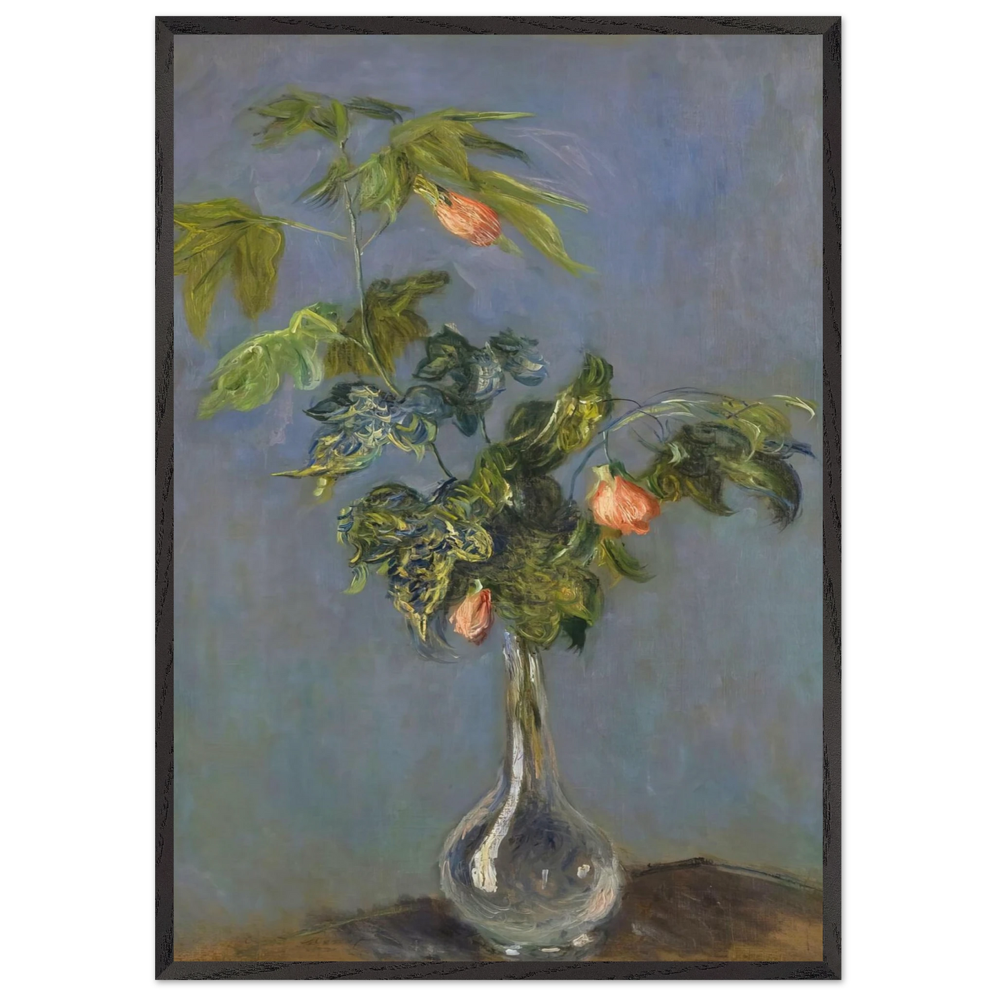 FLOWERS IN A VASE N2 - claude monet 70x100 cm / 28x40 inches Framed Art Print – Black Wooden Frame