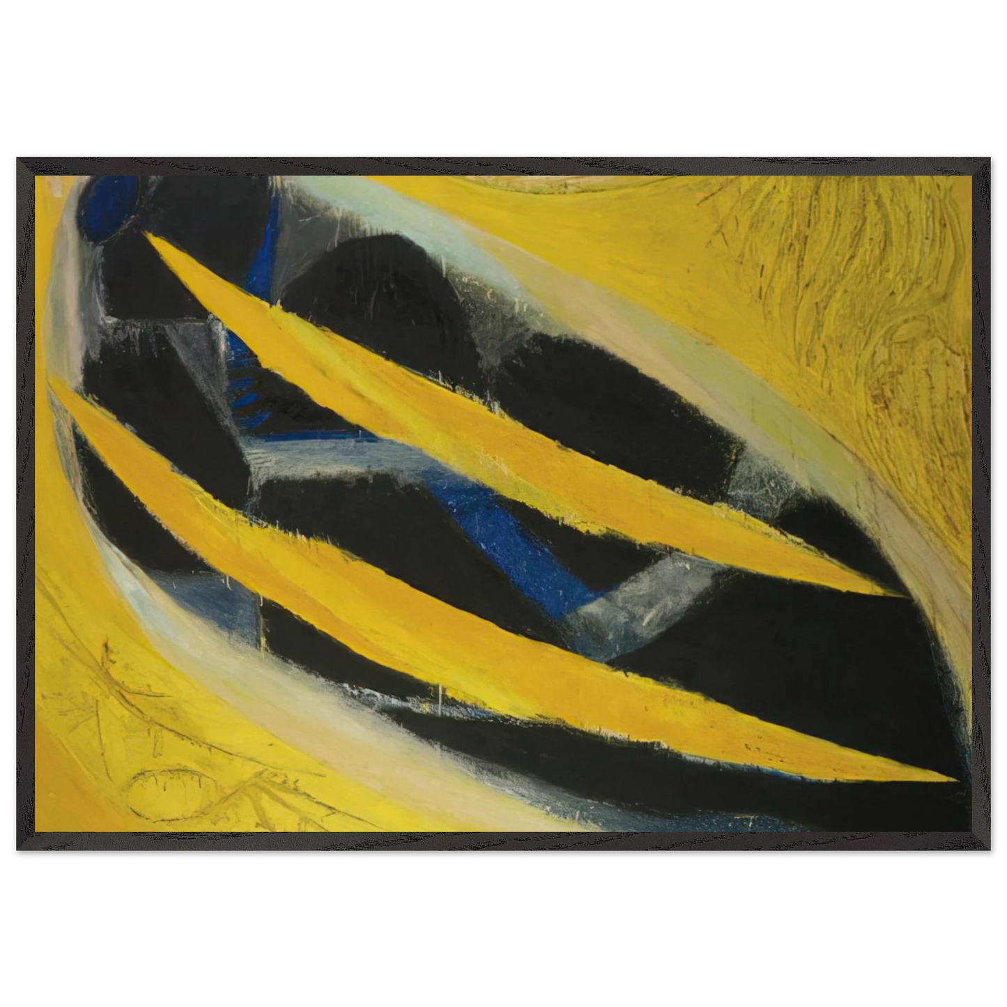 Dark Presence III Yellow - 1963 - Frank Lobdell 70x100 cm / 28x40 inches Framed Art Print – Black Wooden Frame