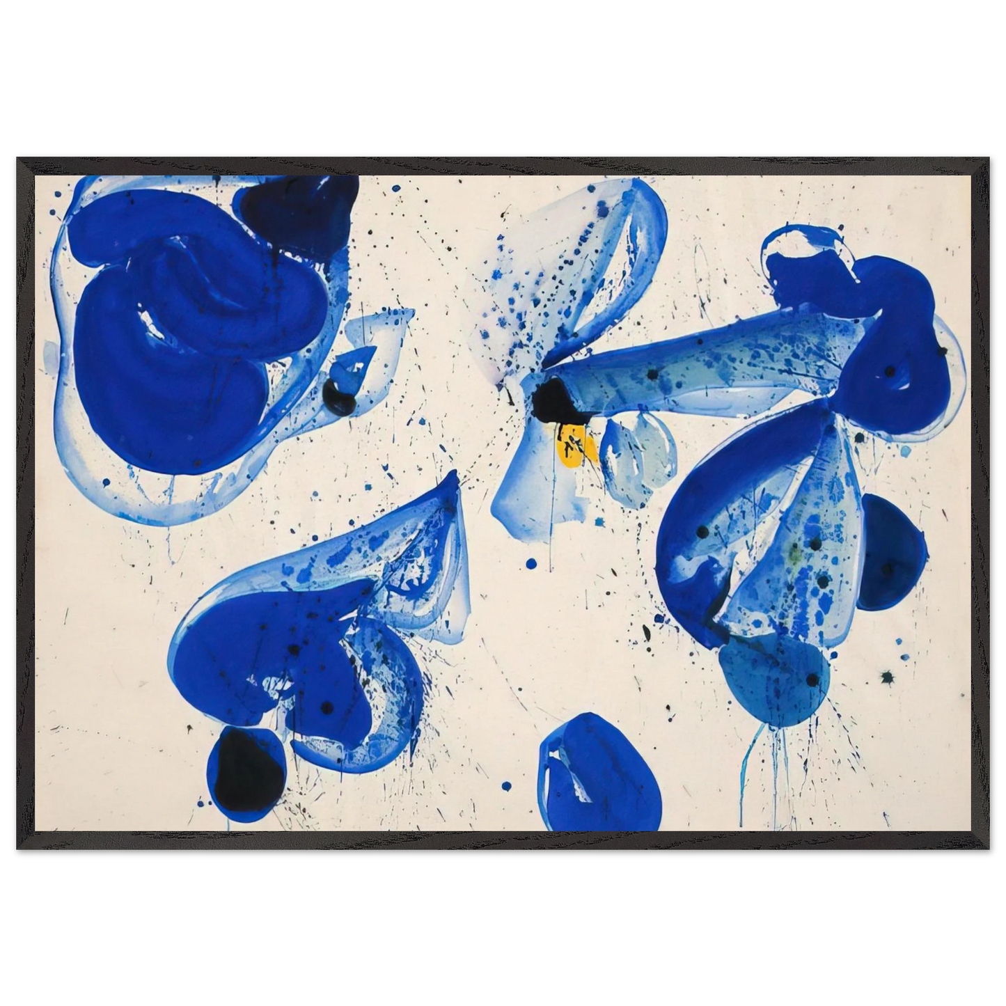 Untitled Blue Balls from Cross 9 - Sam Francis 70x100 cm / 28x40 inches Framed Art Print – Black Wooden Frame