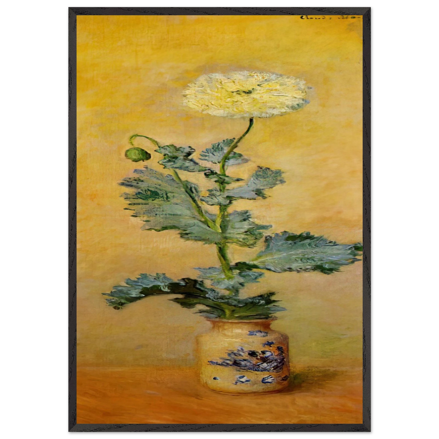 White Poppy - claude monet 70x100 cm / 28x40 inches Framed Art Print – Black Wooden Frame