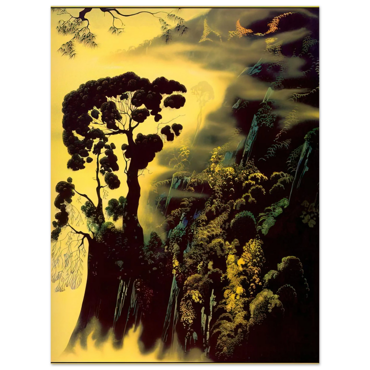 Eyvind Earle - Sunset Silhouette 75x100 cm / 30x40inches Fine Art Poster