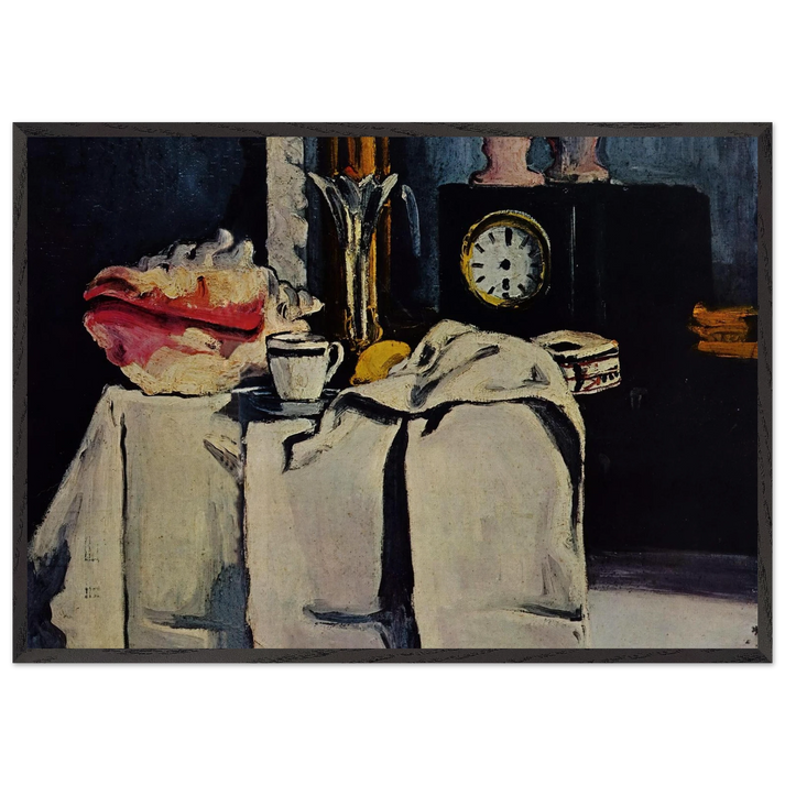 The Black Marble Clock - Paul Cezanne 70x100 cm / 28x40 inches Framed Art Print – Black Wooden Frame