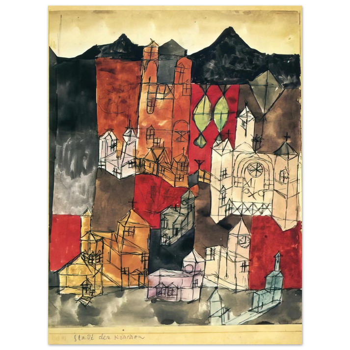 Paul Klee - CITY OF CHURCHES 1918 75x100 cm / 30x40inches Fine Art Poster