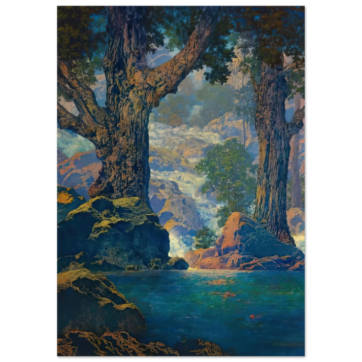 Maxfield Parrish - Cascades Quiet Solitude Wall Art - 60x80 cm / 24x32 inches - Premium Wooden Framed Poster With Fine Art Paper-canvas - Wood frame