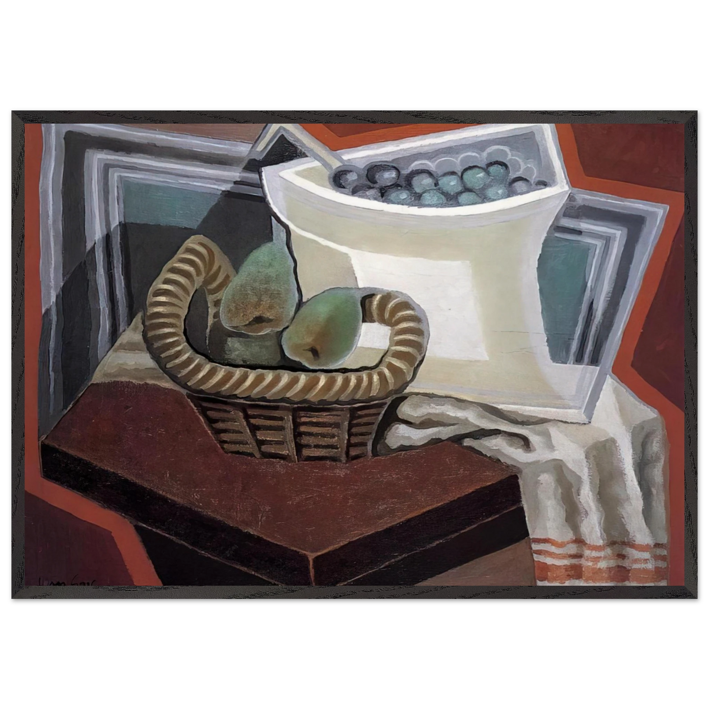 THE BASKET OF PEARS 1925 - Juan Gris 70x100 cm / 28x40 inches Framed Art Print – Black Wooden Frame