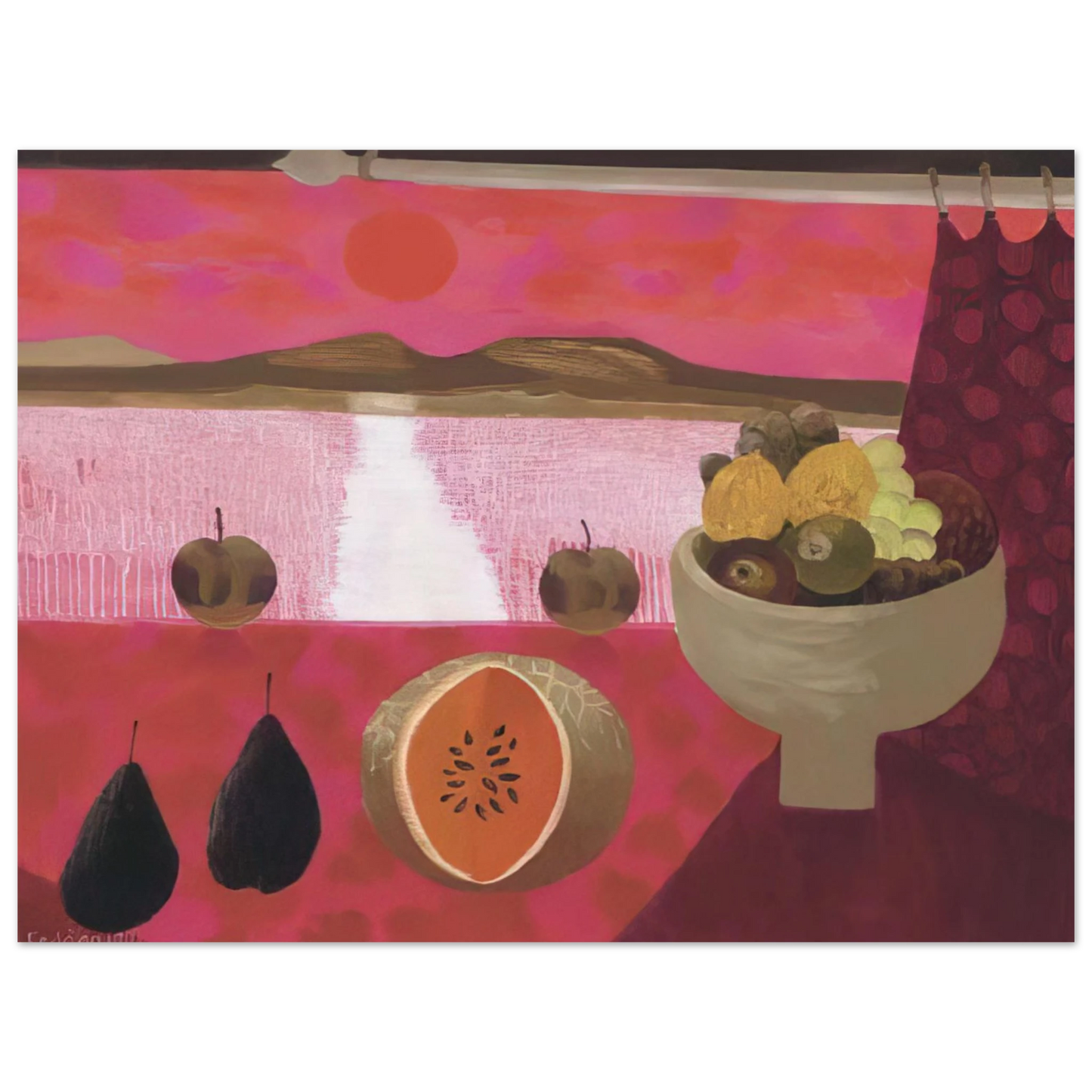 Mary Fedden - Still life with fruit - 1997 75x100 cm / 30x40inches Fine Art Poster