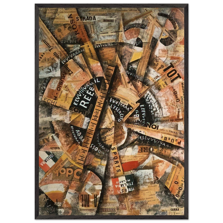 INTERVENTIONIST DEMONSTRATION PATRIOTIC HOLIDAY FREEWORD PAINTING 1914 1914 - Carlo Carra 70x100 cm / 28x40 inches Framed Art Print – Black Wooden Frame