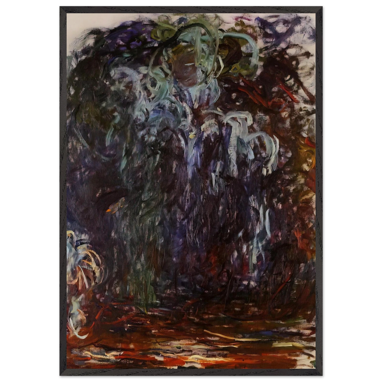 Weeping Willow - claude monet 70x100 cm / 28x40 inches Framed Art Print – Black Wooden Frame