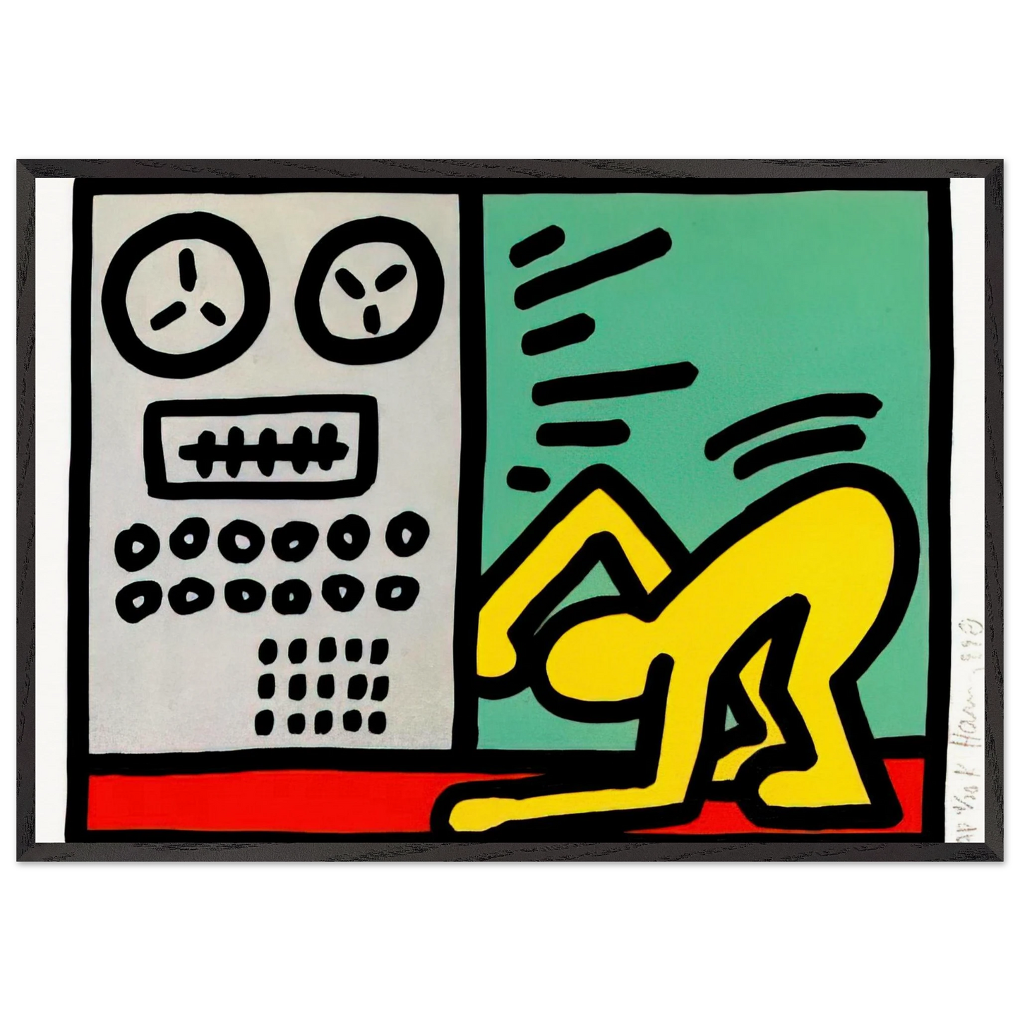 POP SHOP III 1989 N1 - Keith Haring 70x100 cm / 28x40 inches Framed Art Print – Black Wooden Frame
