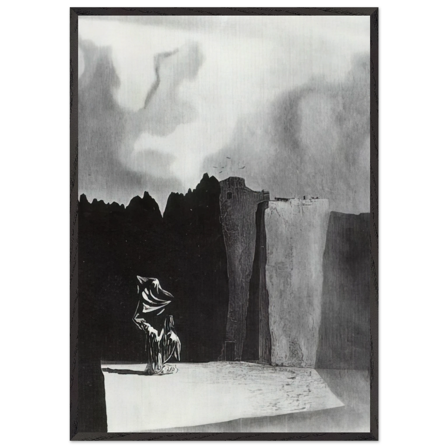 WEST SIDE OF THE ISLE OF THE DEAD - Salvador Dali 70x100 cm / 28x40 inches Framed Art Print – Black Wooden Frame