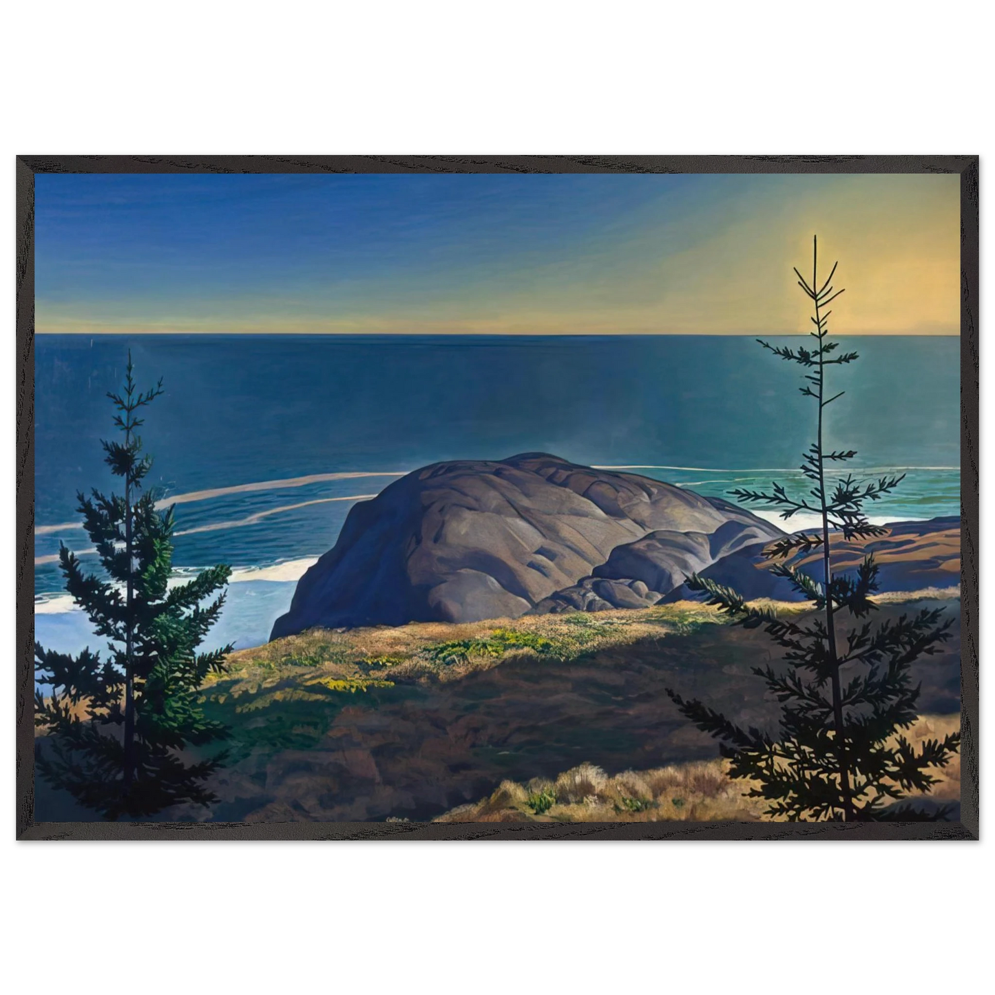 Young Spruces Maine Coast - Rockwell Kent 70x100 cm / 28x40 inches Framed Art Print – Black Wooden Frame