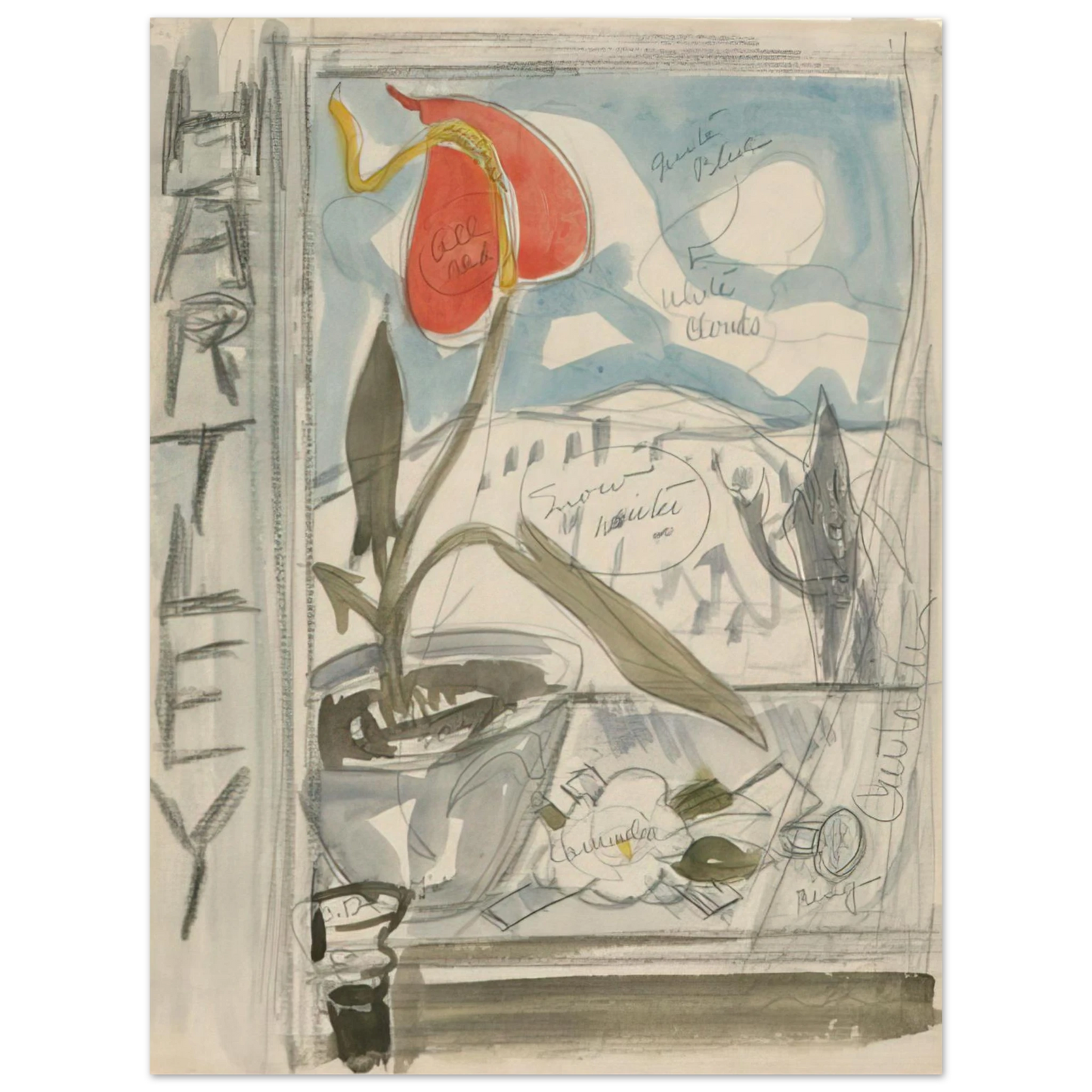 Charles Demuth - Study for Poster Portrait Marsden Hartley - 1924 75x100 cm / 30x40inches Fine Art Poster