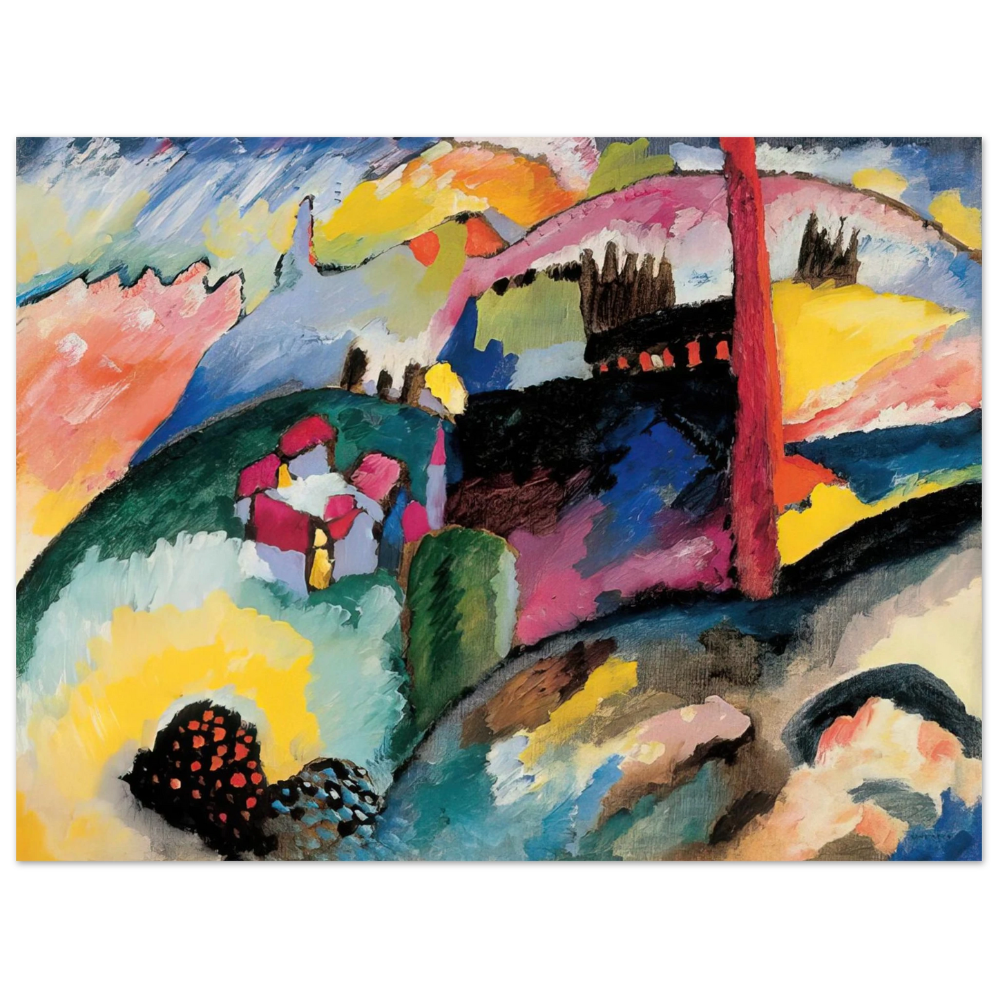 Wassily Kandinsky - LANDSCAPE WITH FACTORY CHIMNEY 1910 75x100 cm / 30x40inches Fine Art Poster
