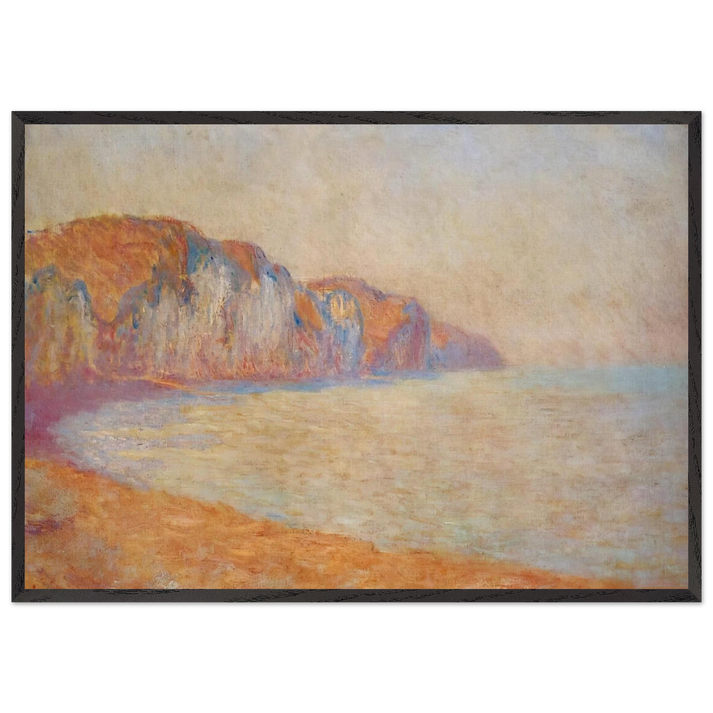 Cliff at Pourville in the Morning - claude monet 70x100 cm / 28x40 inches Framed Art Print – Black Wooden Frame