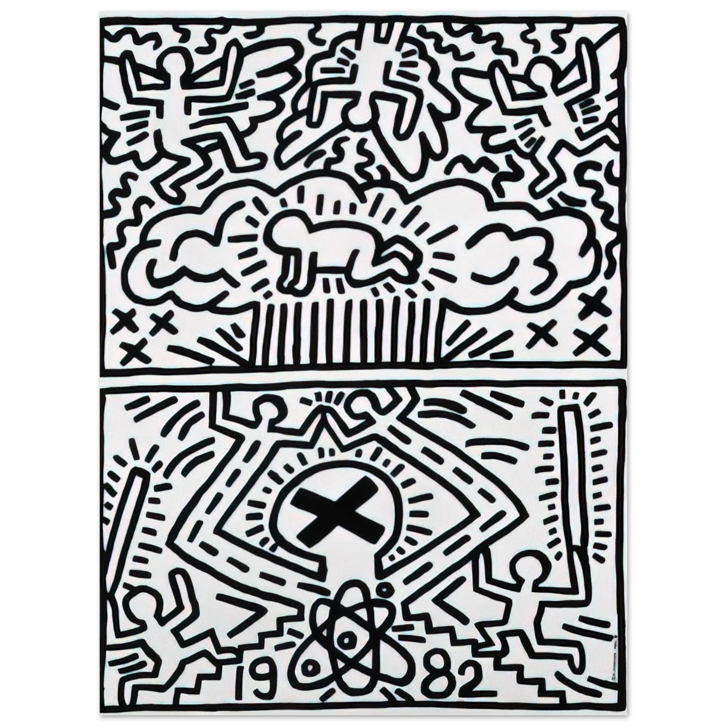 Keith Haring - ANTI NUCLEAR RALLY 1982 75x100 cm / 30x40inches Fine Art Poster | Keith Haring Art For Sale