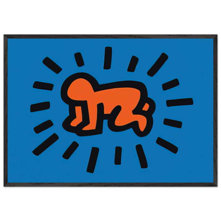 RADIANT BABY FROM ICONS SERIES 1990 N1 - Keith Haring 70x100 cm / 28x40 inches Framed Art Print – Black Wooden Frame | Keith Haring Art For Sale