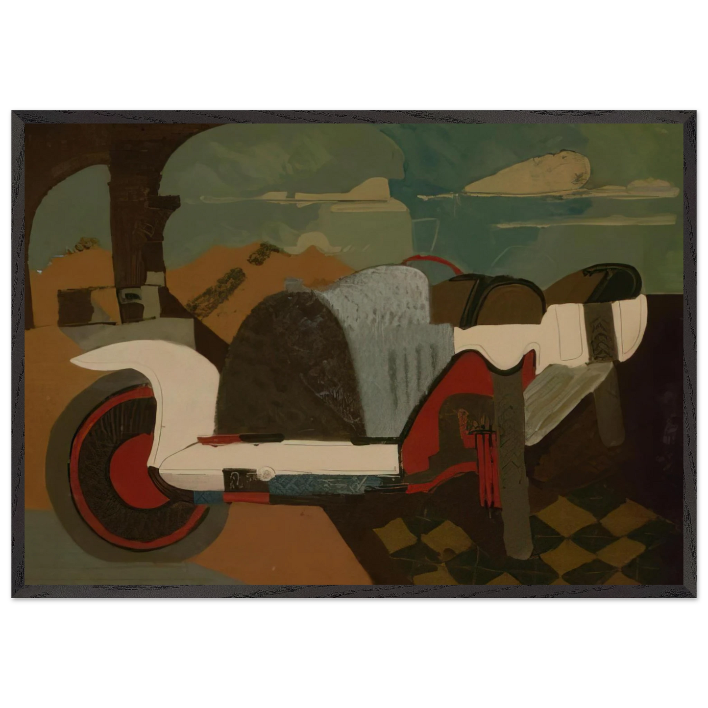 La Bugatti - 1925 - Charles Lapicque 70x100 cm / 28x40 inches Framed Art Print – Black Wooden Frame