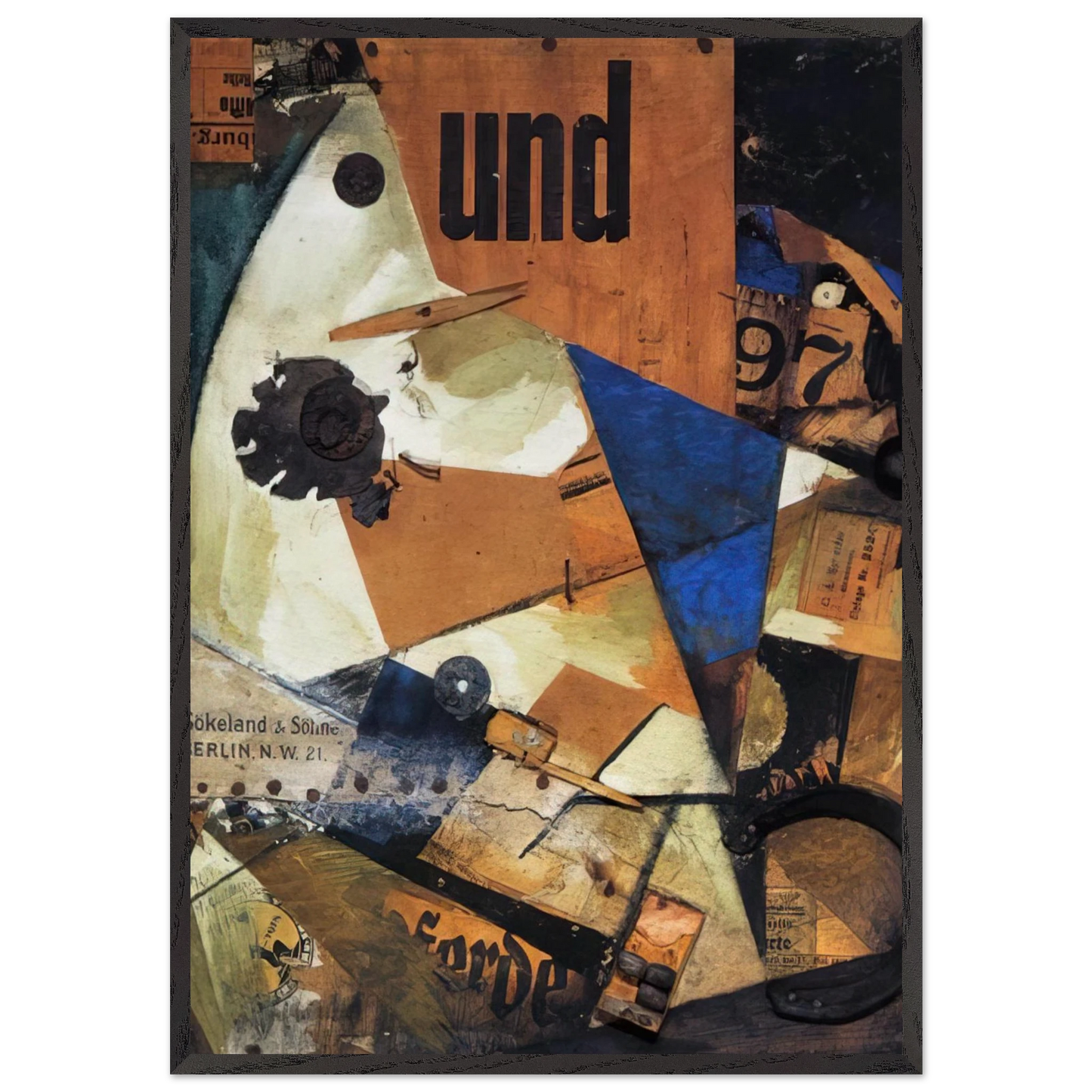 THE AND PICTURE 1919 - Kurt Schwitters 70x100 cm / 28x40 inches Framed Art Print – Black Wooden Frame