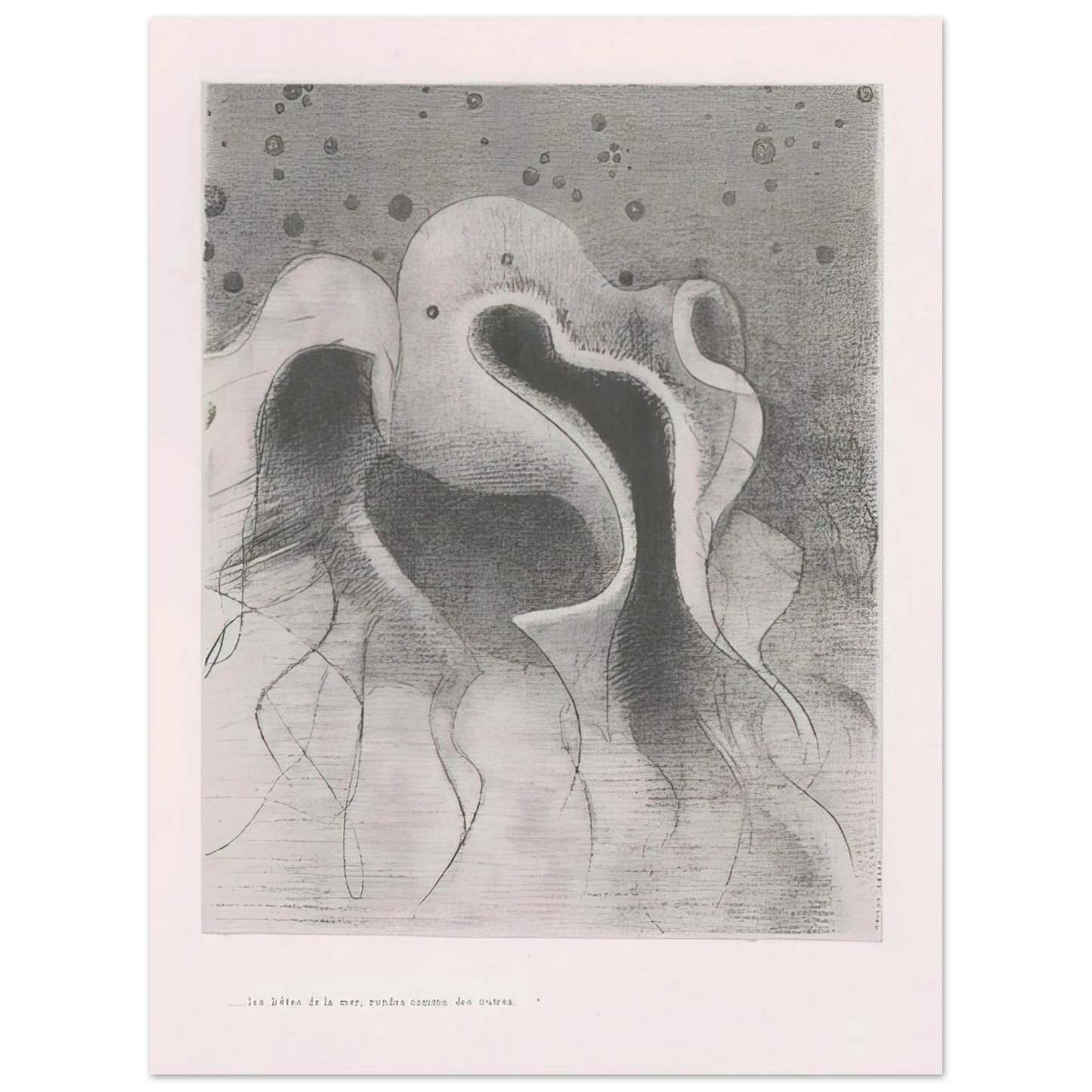 Odilon Redon - THE BEASTS OF THE SEA ROUND LIKE LEATHER BOTTLES PLATE 22 1896 75x100 cm / 30x40inches Fine Art Poster