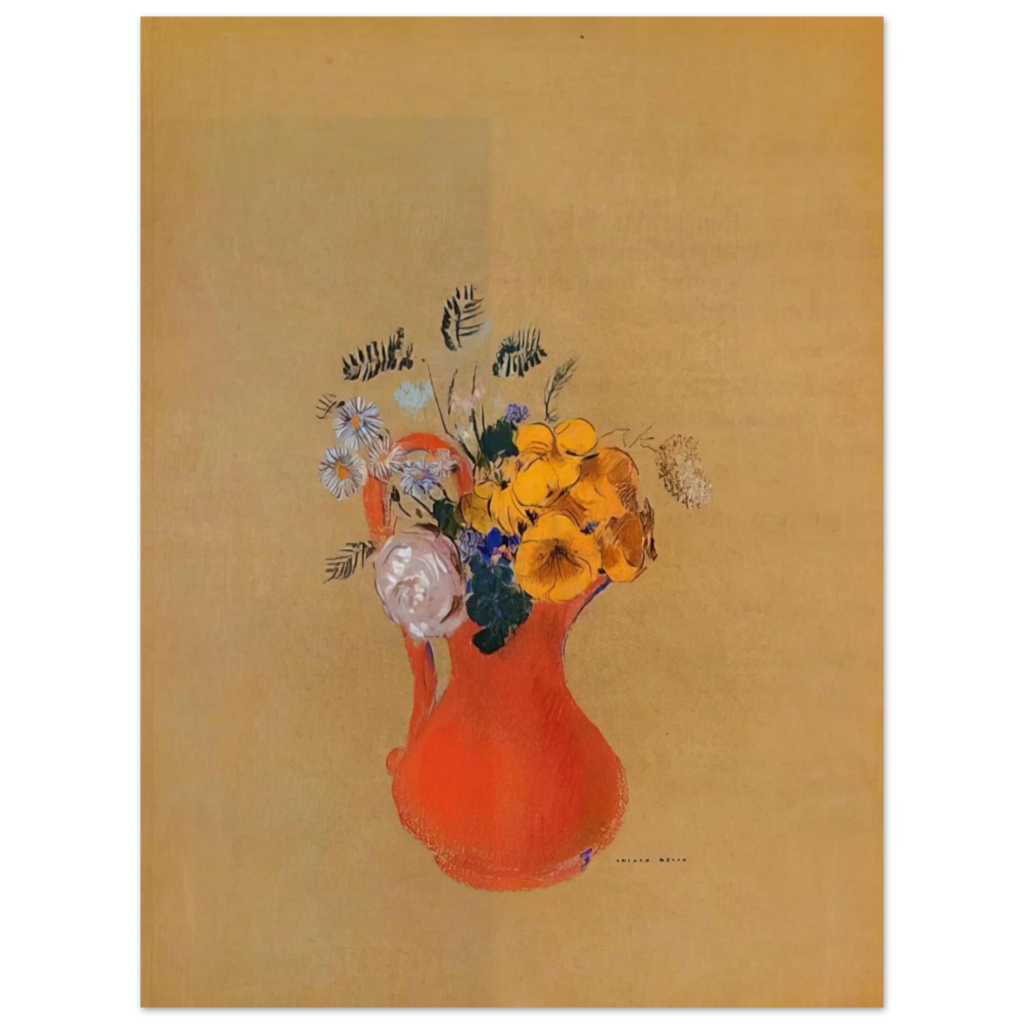 Odilon Redon - FLOWERS IN A RED PITCHER 75x100 cm / 30x40inches Fine Art Poster