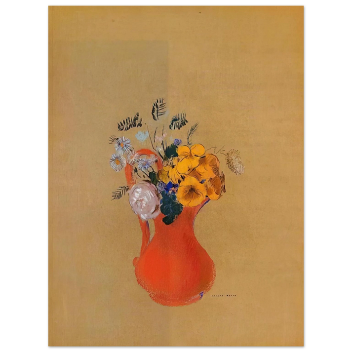 Odilon Redon - FLOWERS IN A RED PITCHER 75x100 cm / 30x40inches Fine Art Poster