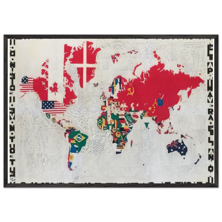 MAPPA 1983 - Alighiero Boetti 70x100 cm / 28x40 inches Framed Art Print – Black Wooden Frame