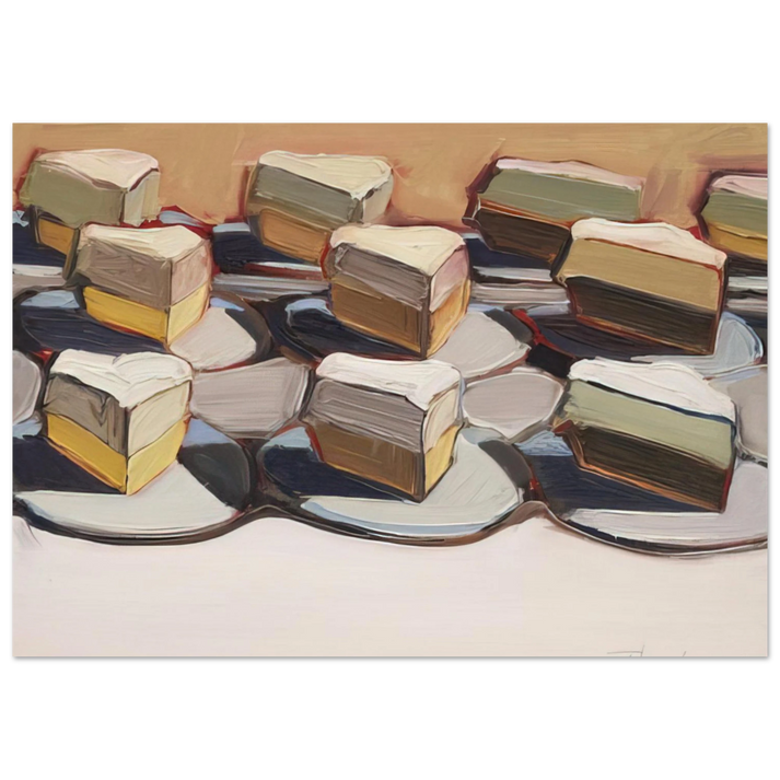 Wayne Thiebaud - Cut Meringues - 1961 Wall Art - 30x40 cm / 12x16 inches - Premium Wooden Framed Poster With Fine Art Paper - White frame