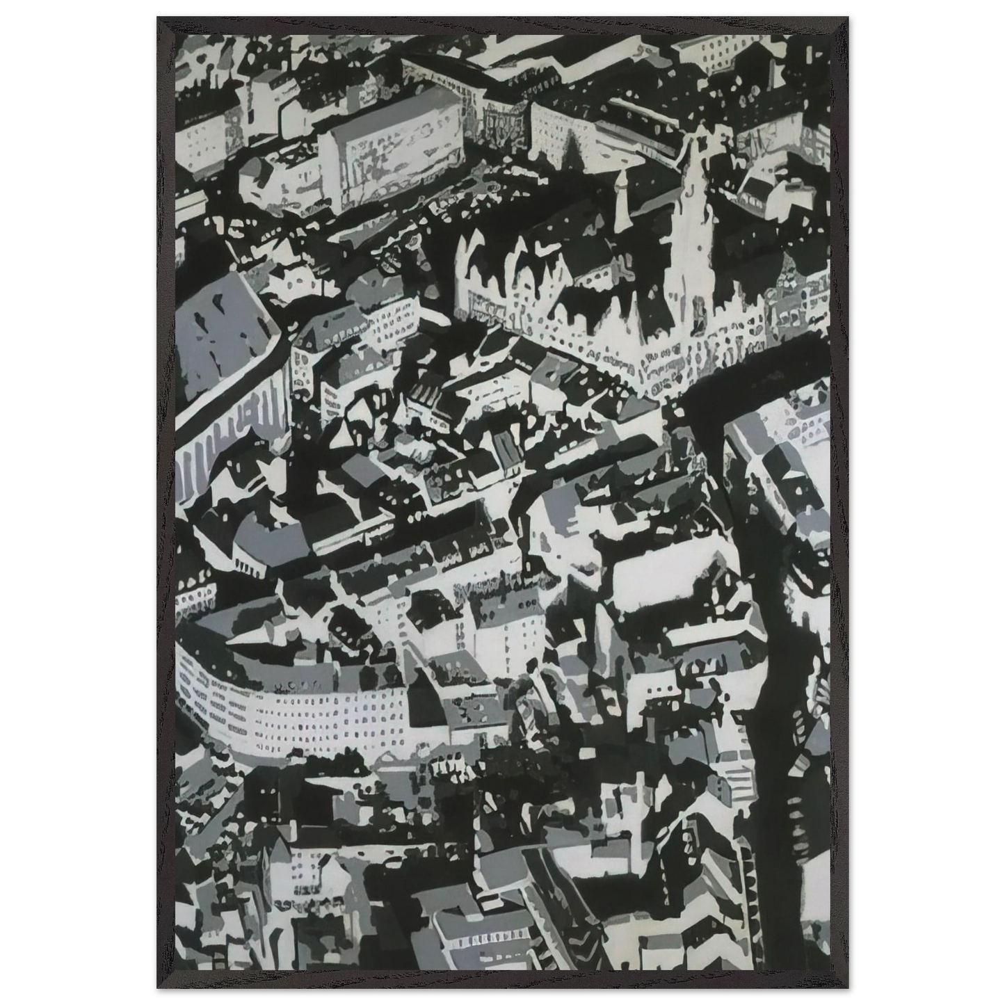 TOWNSCAPE MU 1968 - Gerhard Richter 70x100 cm / 28x40 inches Framed Art Print – Black Wooden Frame