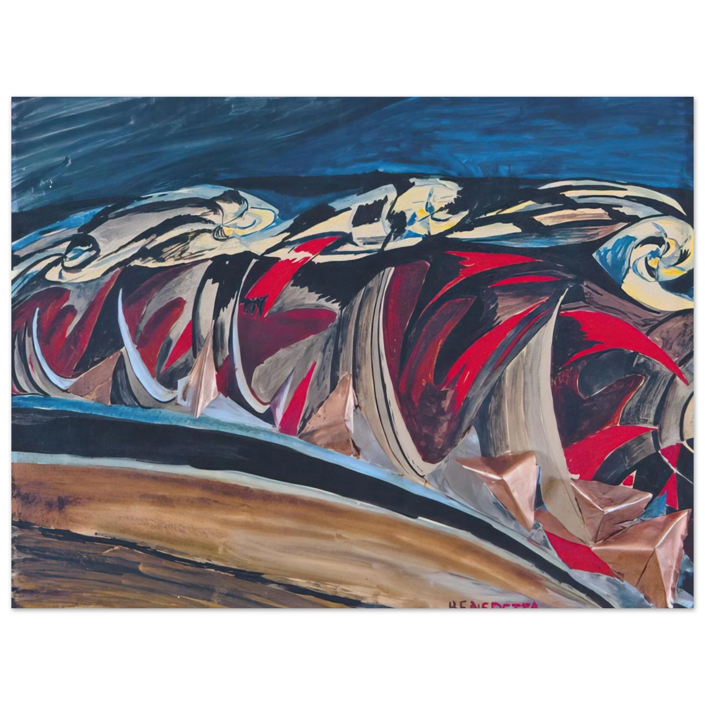 Benedetta Cappa - Lights Sounds of a Night Train - 1924 75x100 cm / 30x40inches Fine Art Poster