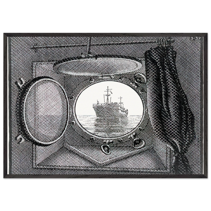 PORTHOLE - MC Escher 70x100 cm / 28x40 inches Framed Art Print – Black Wooden Frame | Maurits Cornelis Escher Prints