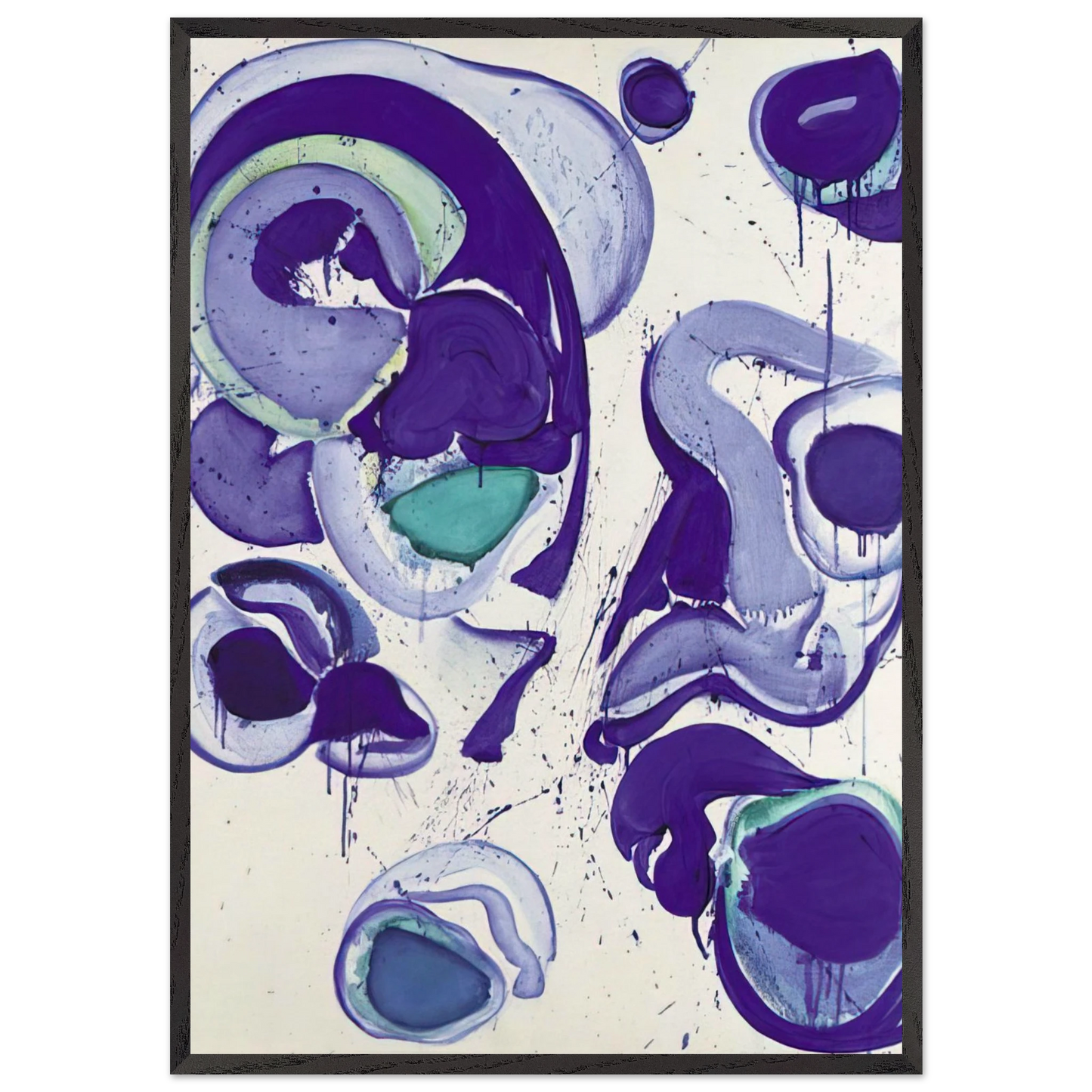 Blue N1 - Sam Francis 70x100 cm / 28x40 inches Framed Art Print – Black Wooden Frame