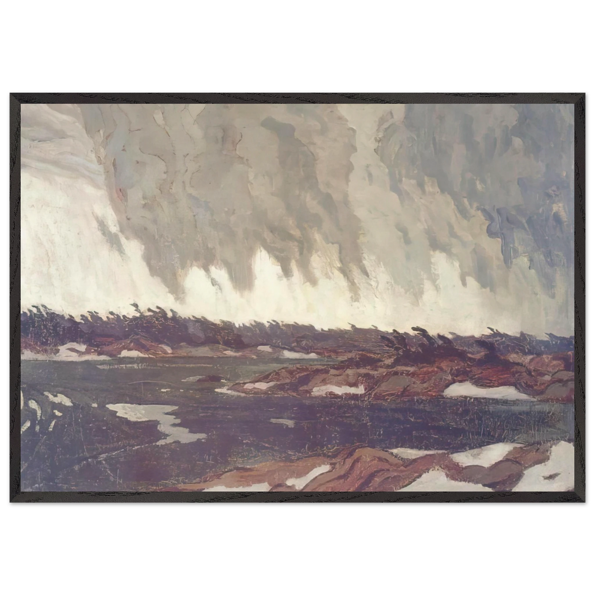 March Storm Georgian Bay - 1920 - AY Jackson 70x100 cm / 28x40 inches Framed Art Print – Black Wooden Frame