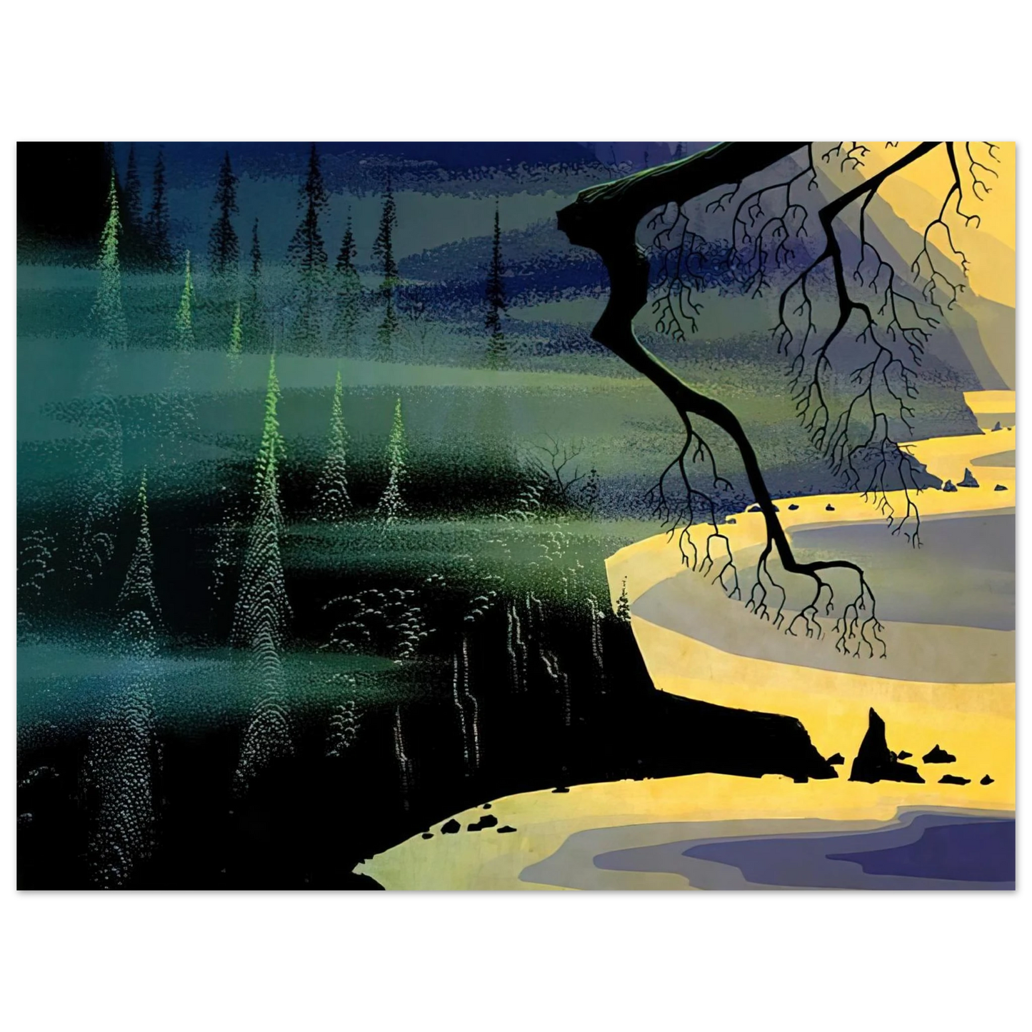 Eyvind Earle - Blue Mist 75x100 cm / 30x40inches Fine Art Poster
