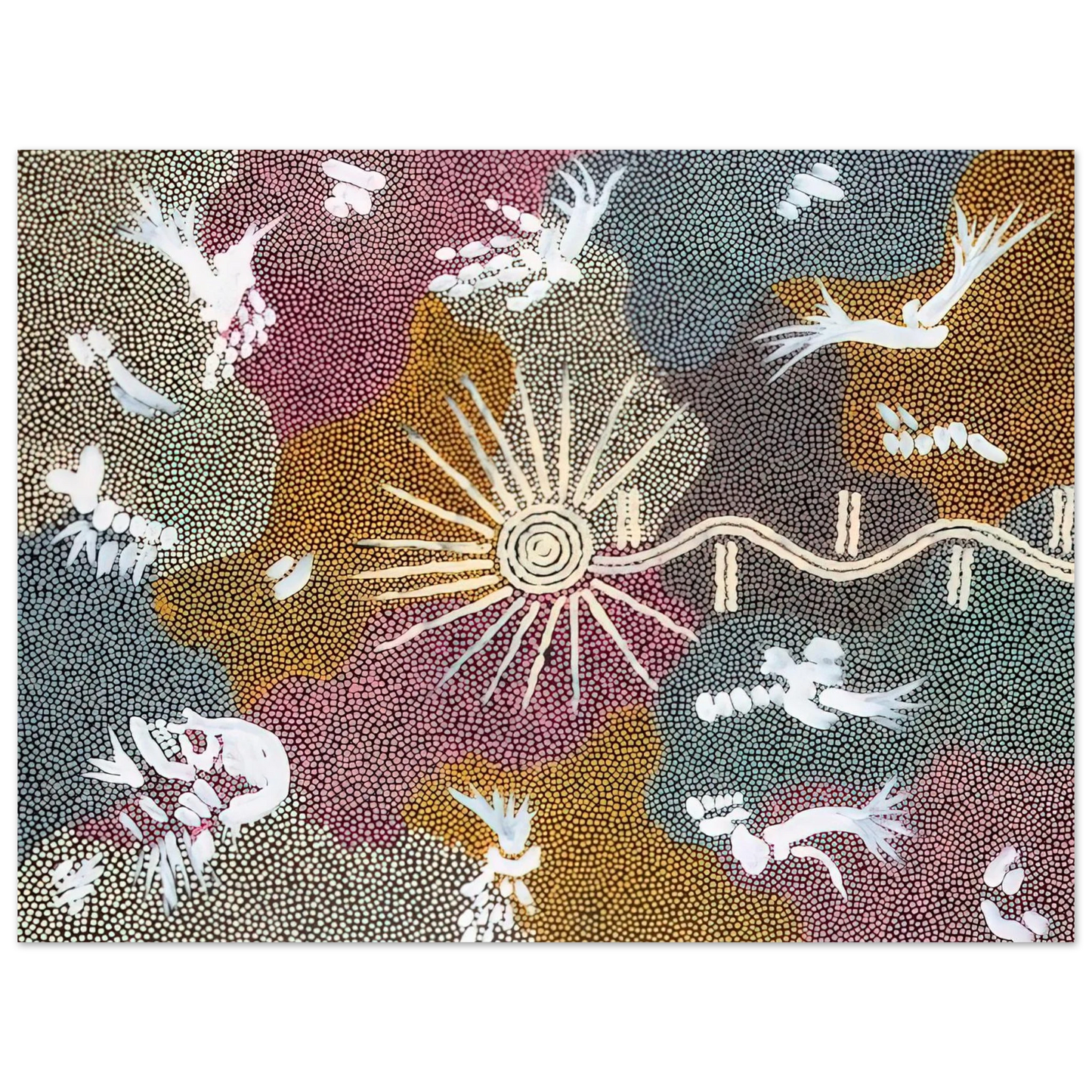 Clifford Possum Tjapaltjarri - Lightning Dreaming - 1999 75x100 cm / 30x40inches Fine Art Poster