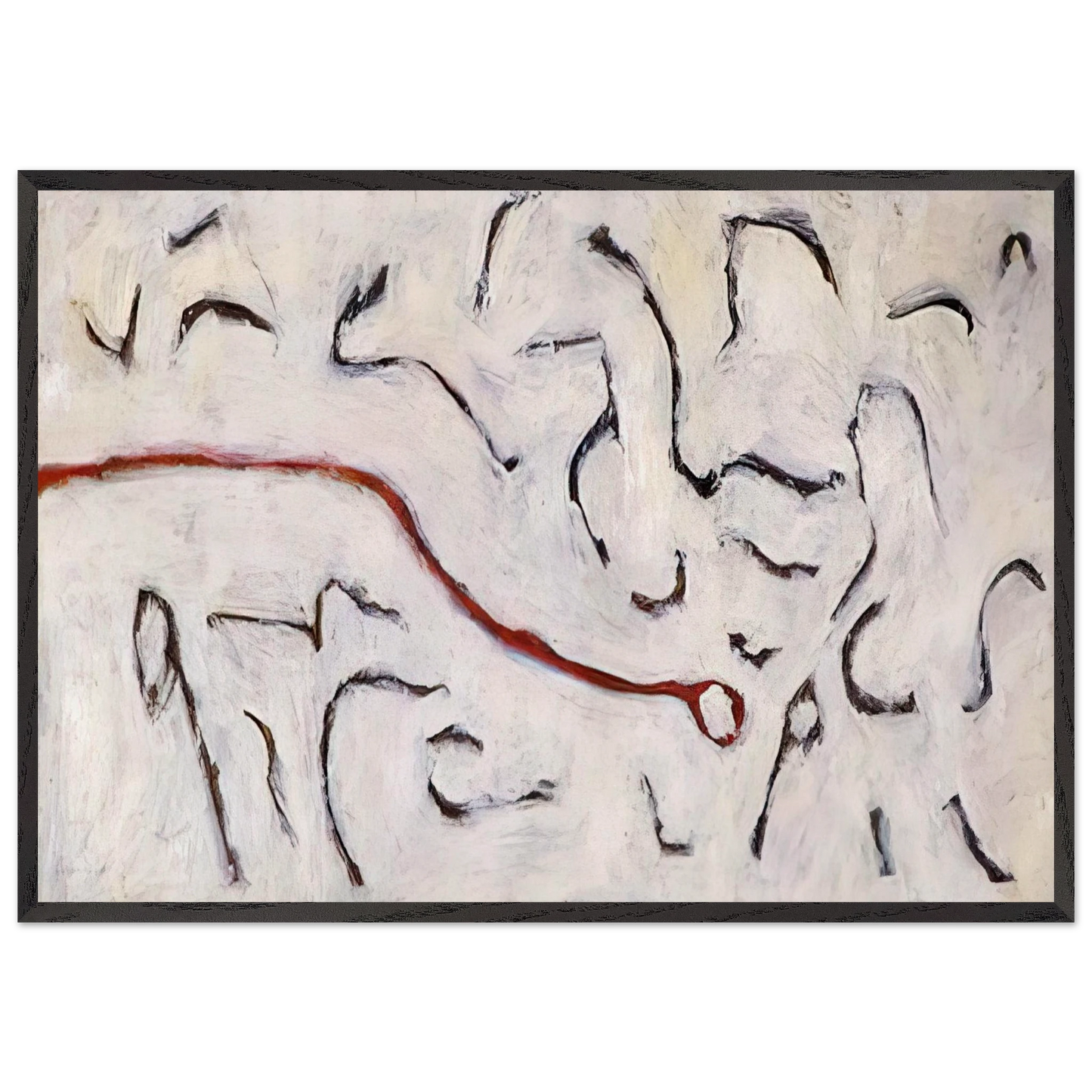 Red Line - 1952 - Gene Davis 70x100 cm / 28x40 inches Framed Art Print – Black Wooden Frame