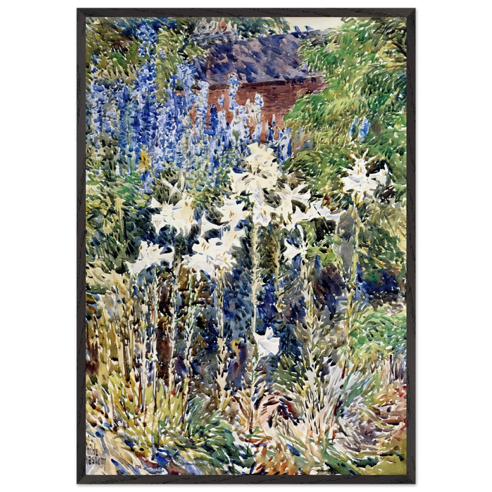 Flower Garden - Childe Hassam 70x100 cm / 28x40 inches Framed Art Print – Black Wooden Frame