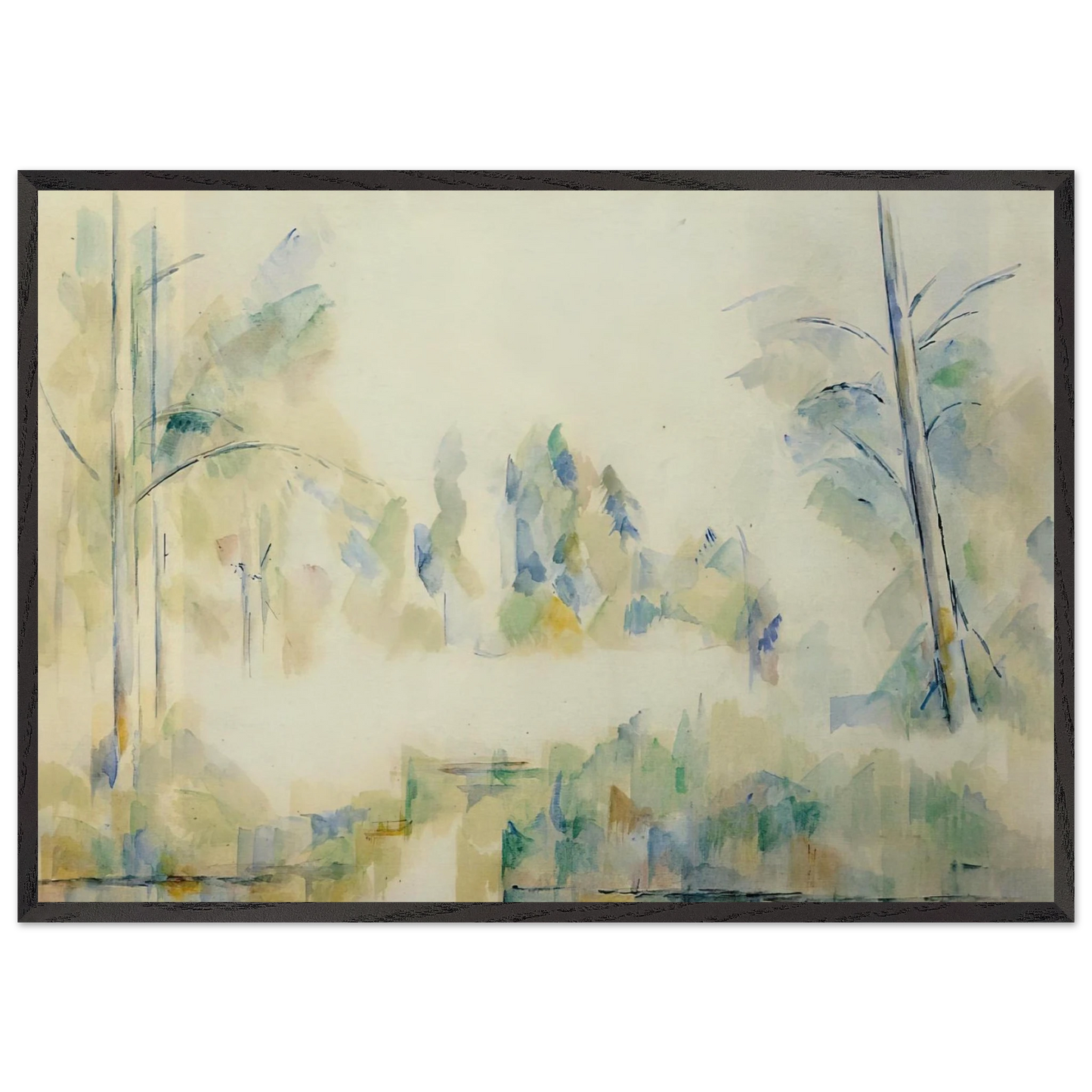 Trees by the Water N1 - Paul Cezanne 70x100 cm / 28x40 inches Framed Art Print – Black Wooden Frame