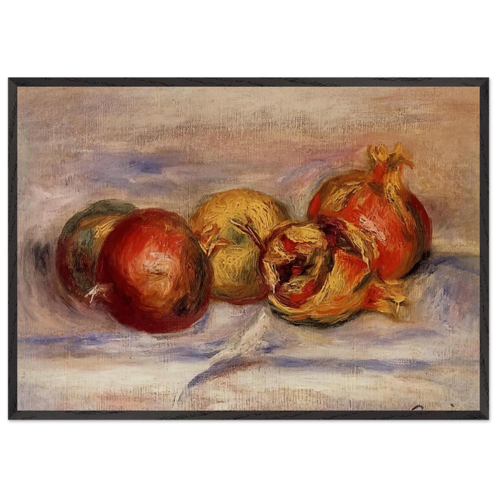 Three Pomegranates and Two Apples - Pierre-Auguste Renoir 70x100 cm / 28x40 inches Framed Art Print – Black Wooden Frame