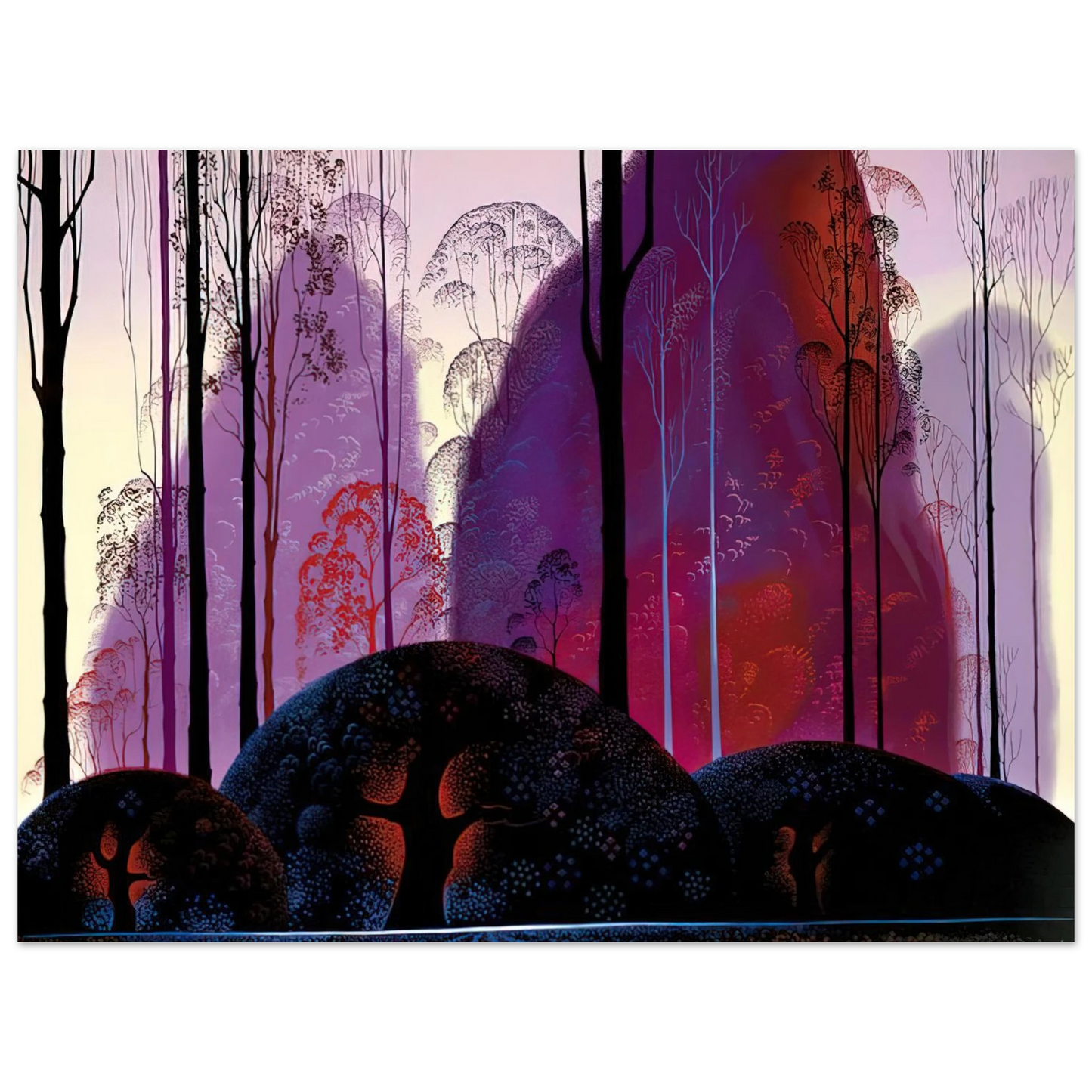 Eyvind Earle - Mauve, Red and Purple 75x100 cm / 30x40inches Fine Art Poster