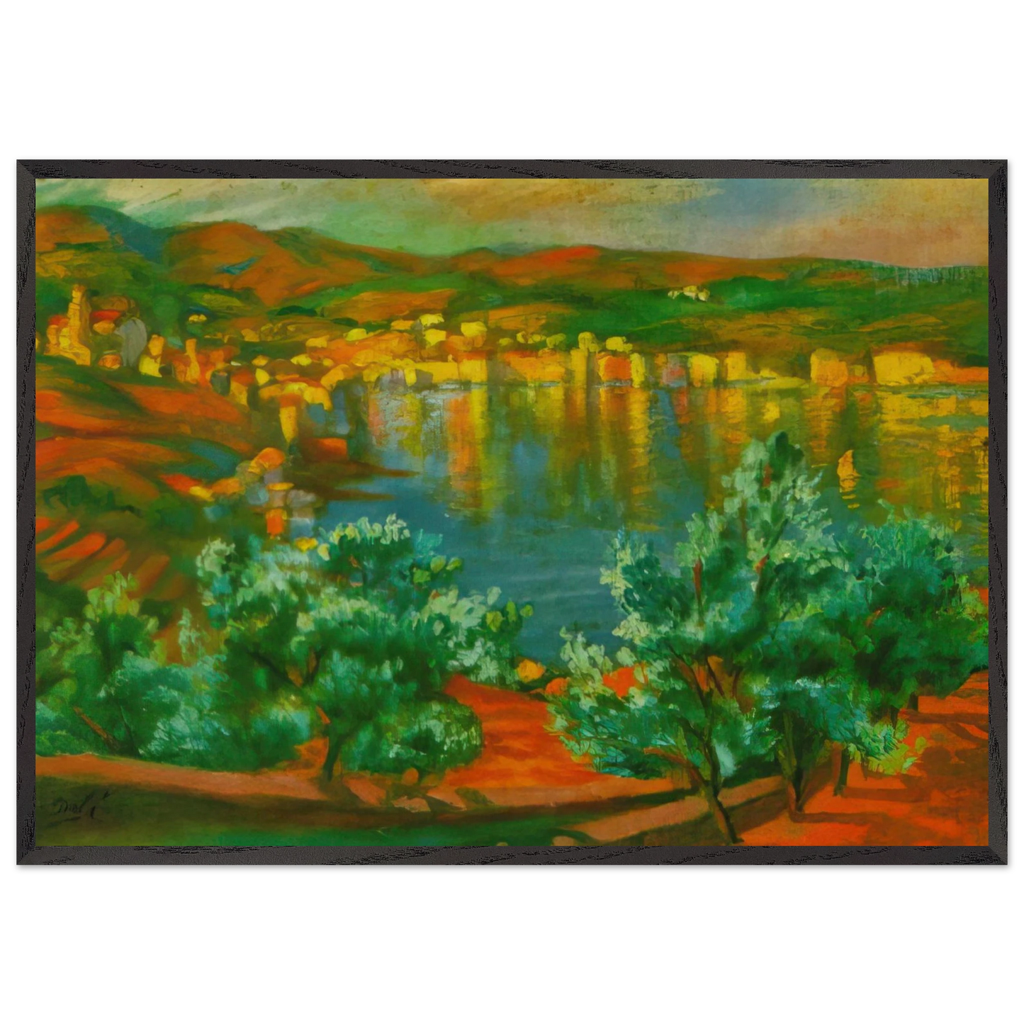 FESTIVAL OF ST LUCIA AT VILLAMALLA - Salvador Dali 70x100 cm / 28x40 inches Framed Art Print – Black Wooden Frame