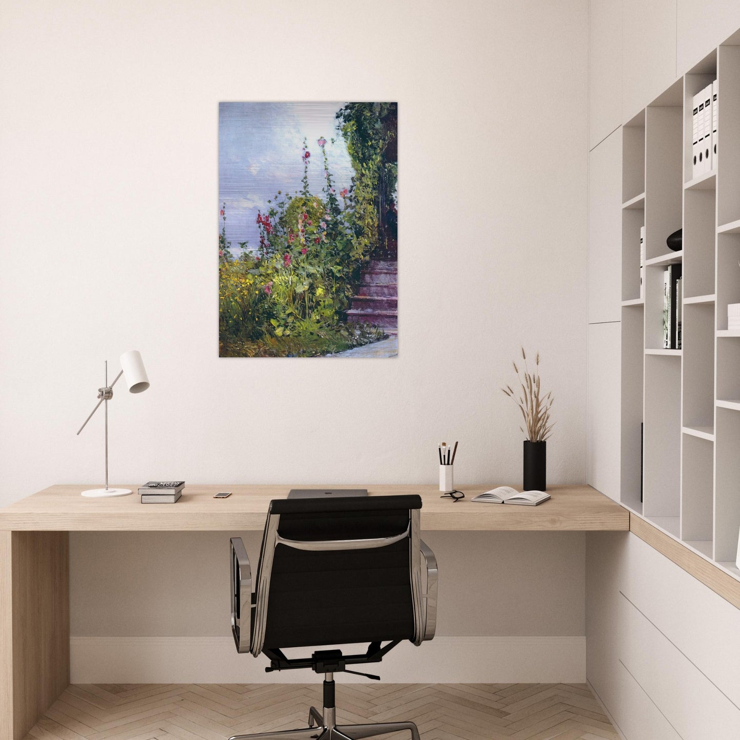 Celia Thaxter's Garden, Appledore, Isles of Shoals - Childe Hassam Brushed Aluminum Print - 70x100 cm / 28x40 inches | Childe Hassam Aluminum Print | Childe Hassam Prints