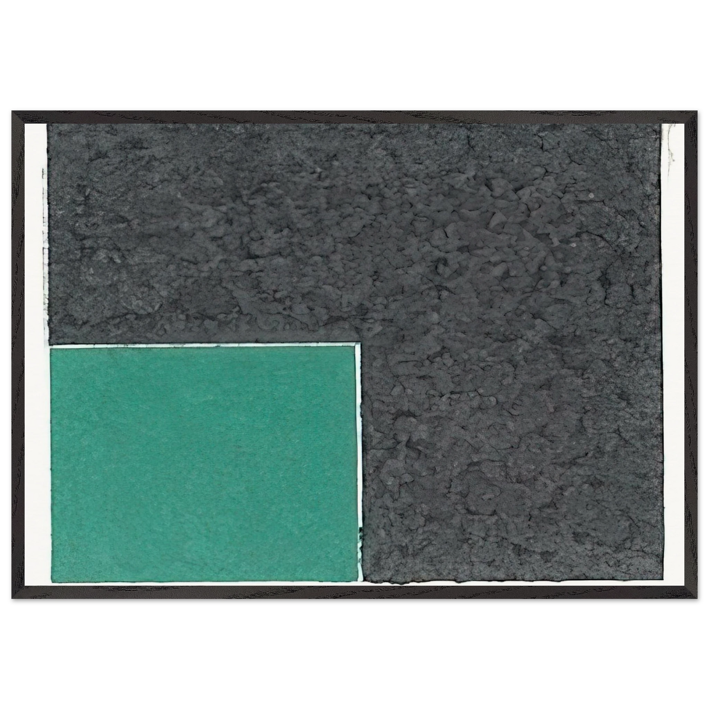 Colored Paper Image XVIII Green Square with Grey - Ellsworth Kelly 70x100 cm / 28x40 inches Framed Art Print – Black Wooden Frame
