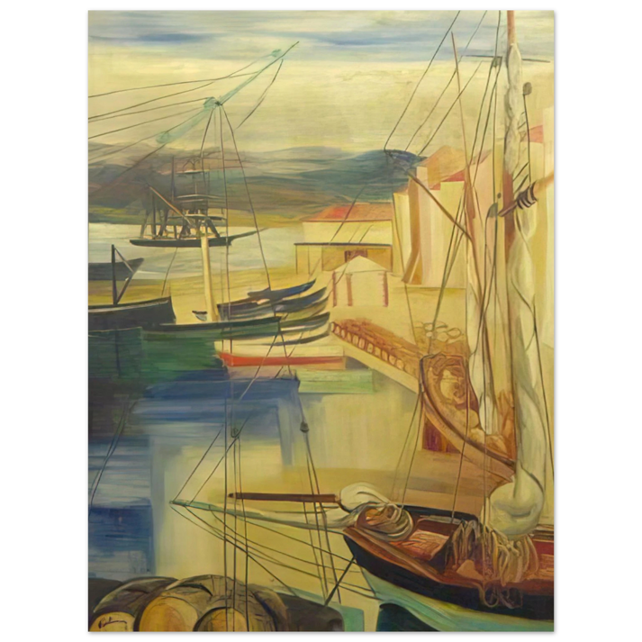 Moise Kisling - SHIPS MOORED ALONG THE DOCKS 75x100 cm / 30x40inches Fine Art Poster
