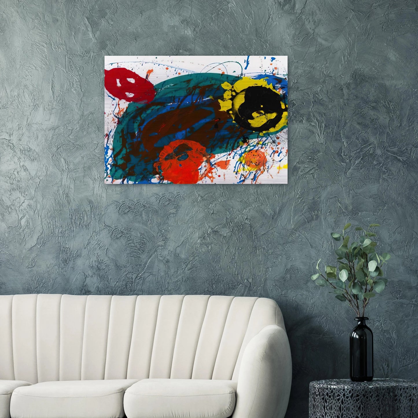For Thirteen SFS-335 - Sam Francis Brushed Aluminum Print - 70x100 cm / 28x40 inches | Sam Francis Aluminum Print | Sam Francis Prints