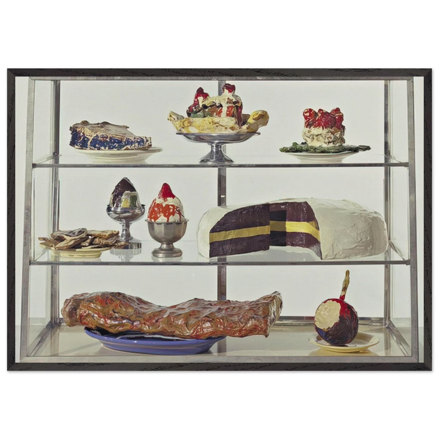 PASTRY CASE I 1962 - Claes Oldenburg 70x100 cm / 28x40 inches Framed Art Print – Black Wooden Frame