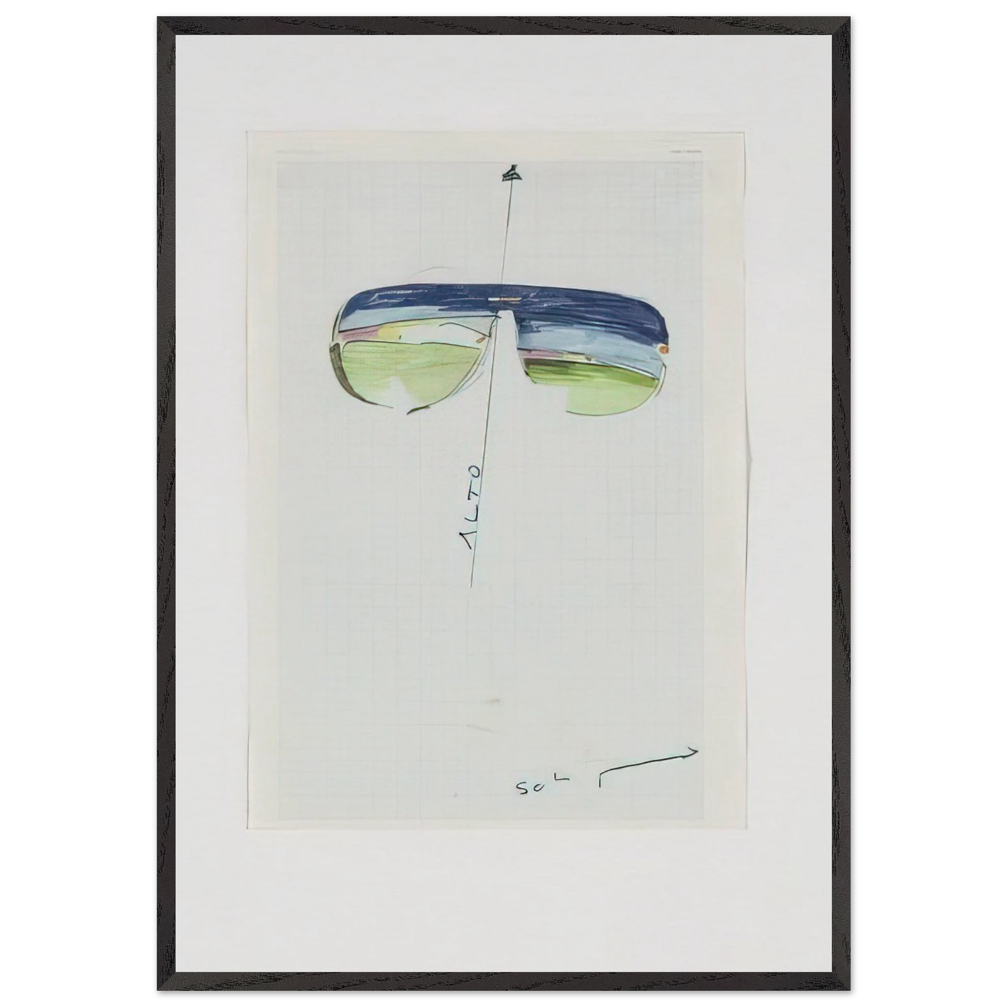 Untitled Glasses - 1973 - Mario Schifano 70x100 cm / 28x40 inches Framed Art Print – Black Wooden Frame