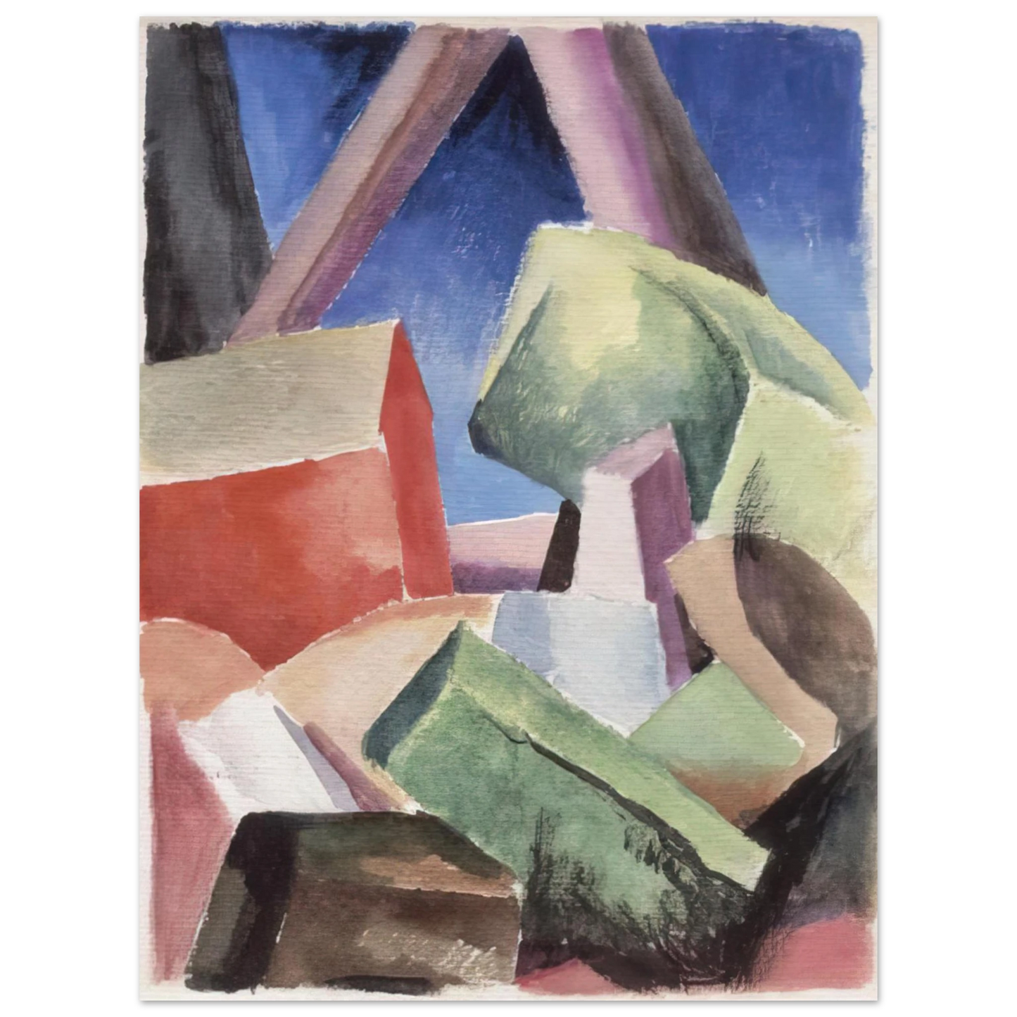 Thomas Hart Benton - HOUSE IN CUBIST LANDSCAPE 1920 75x100 cm / 30x40inches Fine Art Poster