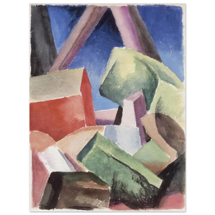 Thomas Hart Benton - HOUSE IN CUBIST LANDSCAPE 1920 75x100 cm / 30x40inches Fine Art Poster
